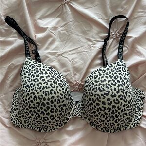 Victoria's Secret Black and Cream Animal Print Bra